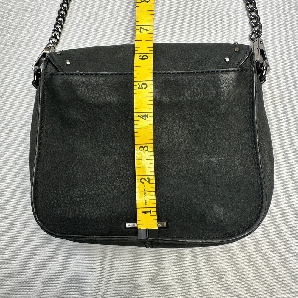 Rebecca Minkoff Purse S Charcoal Suede Studded Chain Crossbody Velvety‎ Baddie - Picture 16 of 16